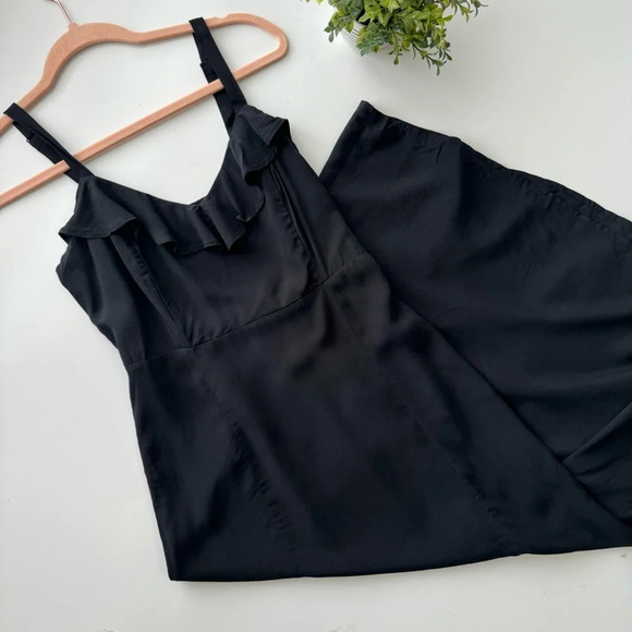 OLD NAVY Black Fit & Flare Ruffle-Trimmed Maxi Cami Dress Size Small - Picture 12 of 15